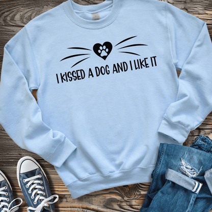 Sweatshirt S / Light Blue I Kissed A Dog Funny Shirt