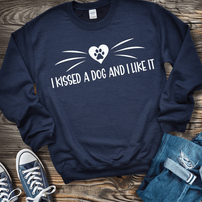 Sweatshirt S / Navy I Kissed A Dog Funny Shirt