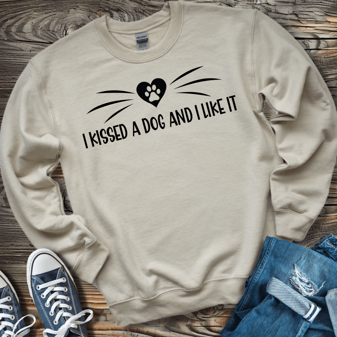 Sweatshirt S / Sand I Kissed A Dog Funny Shirt