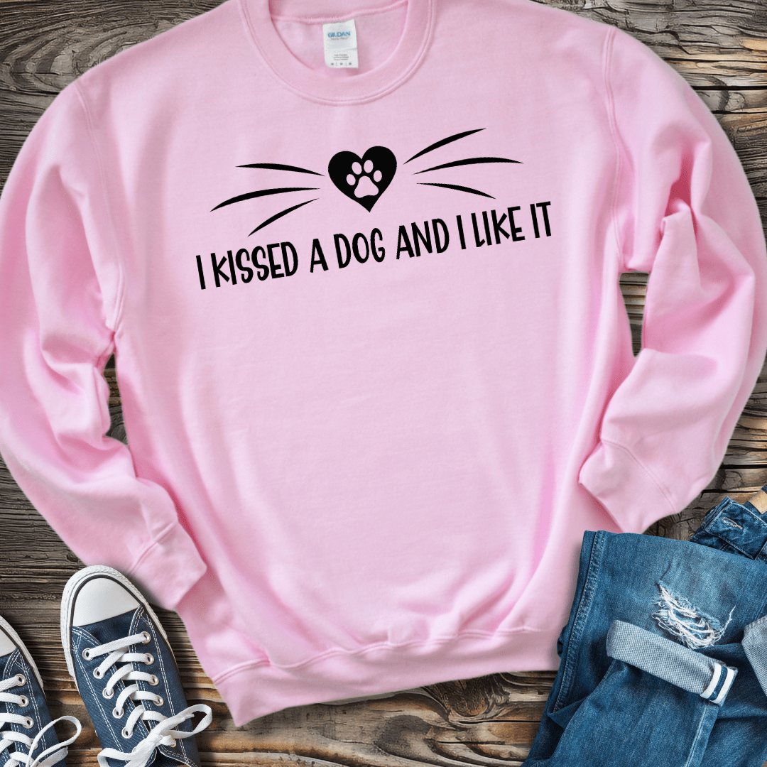 Sweatshirt S / Light Pink I Kissed A Dog Funny Shirt