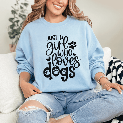 Sweatshirt Light Blue / S Just A Girl Who Loves Dogs Sweatshirt