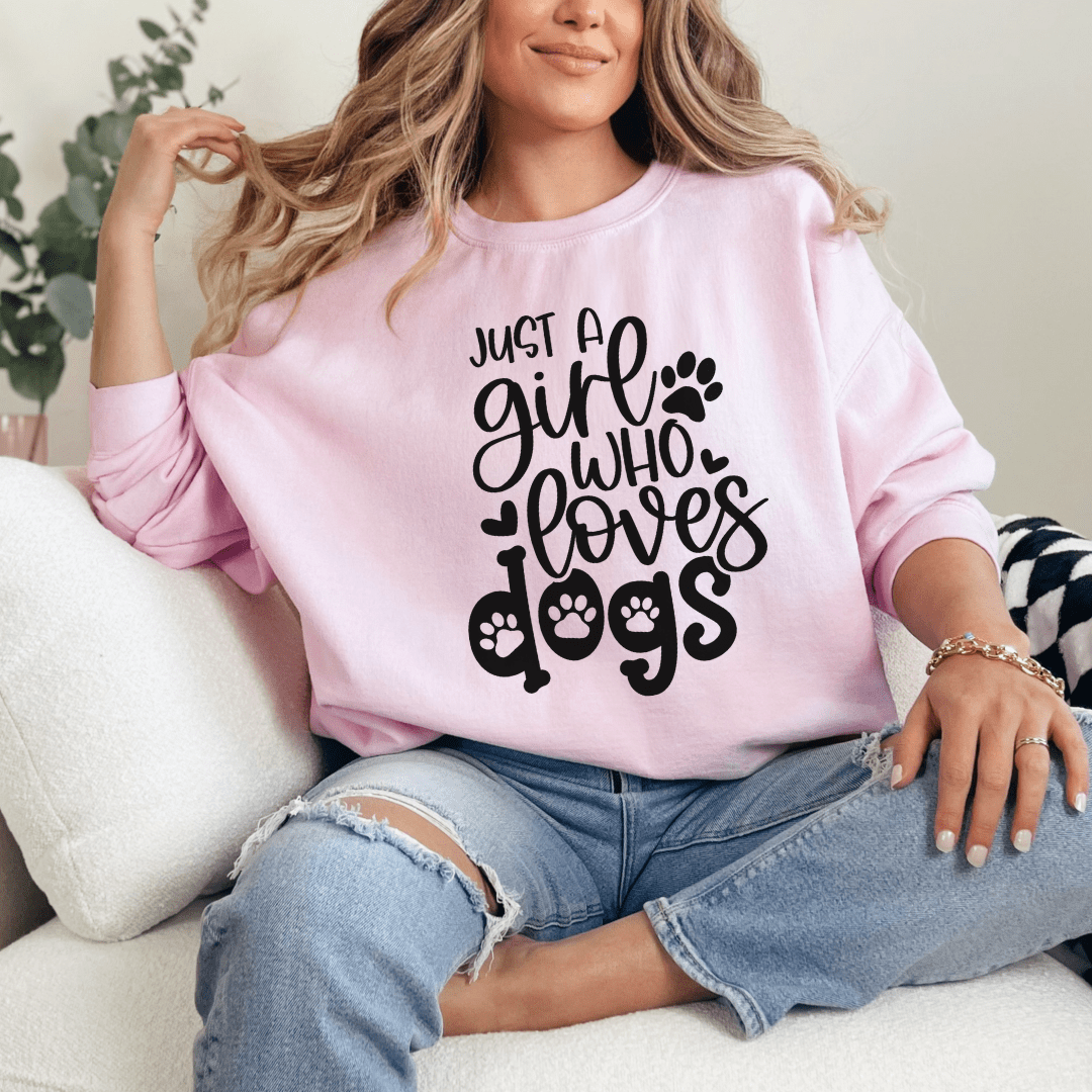 Sweatshirt Light Pink / S Just A Girl Who Loves Dogs Sweatshirt