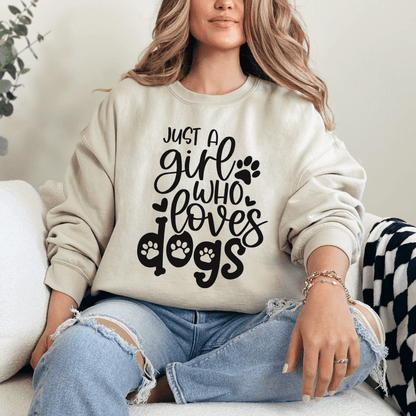 Sweatshirt Sand / S Just A Girl Who Loves Dogs Sweatshirt