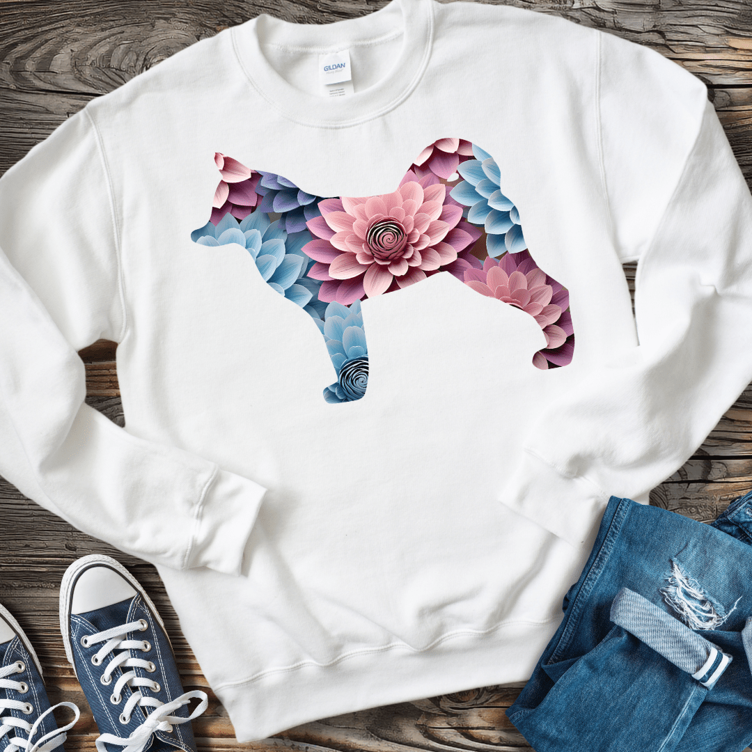 Sweatshirt S / White Klee Kai Flower Sweatshirt