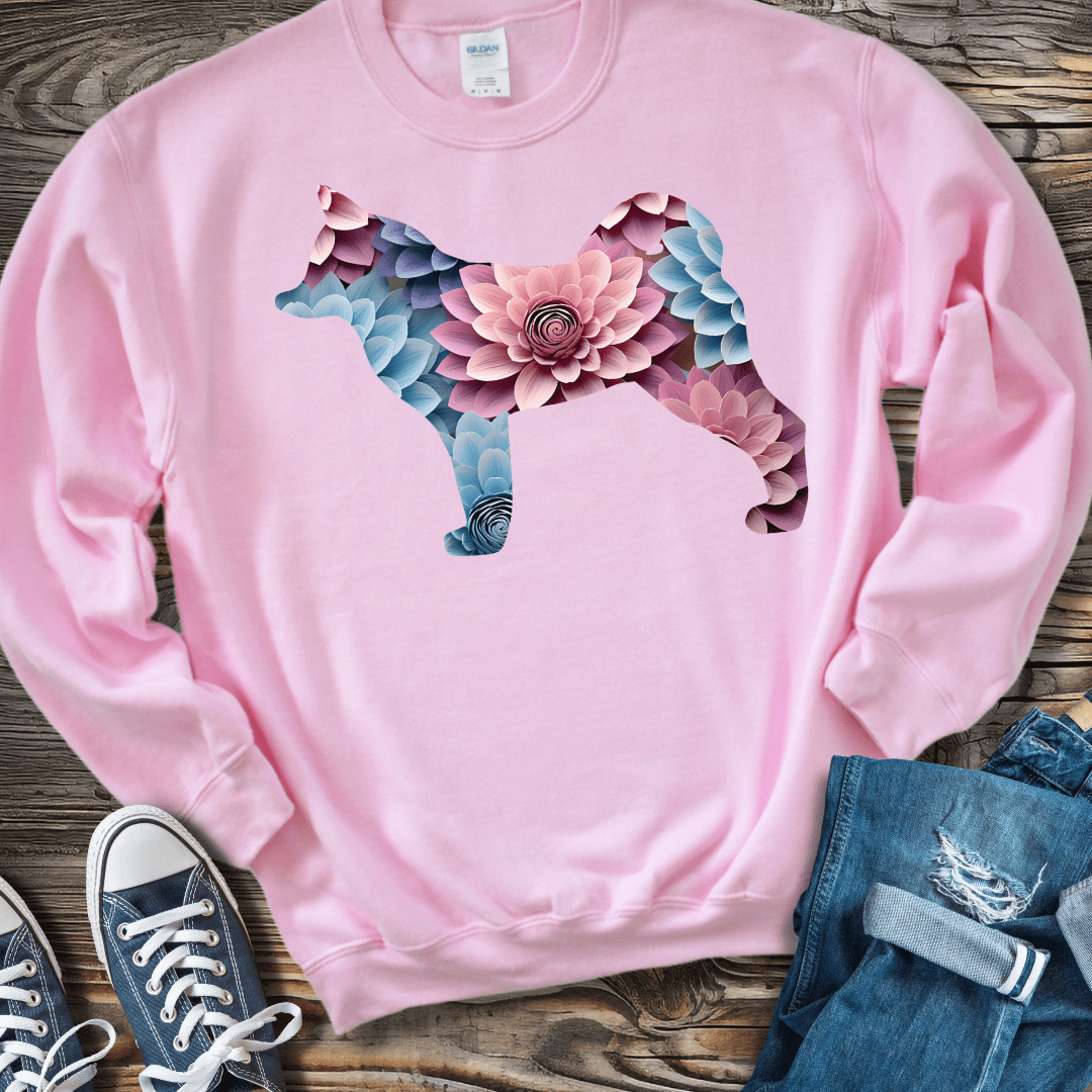 Sweatshirt S / Light Pink Klee Kai Flower Sweatshirt