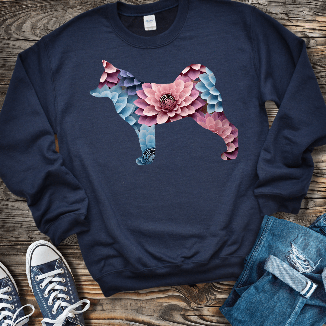 Sweatshirt S / Navy Klee Kai Flower Sweatshirt