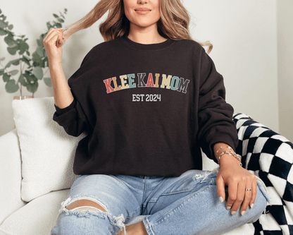 Sweatshirt S / Dark Chocolate Klee Kai Mom EST 2024 Inspired Klee Kai Dog Mom Sweatshirt - Retro Vibes for Stylish Pet Lovers