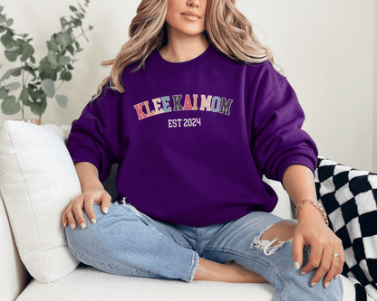 Sweatshirt S / Purple Klee Kai Mom EST 2024 Inspired Klee Kai Dog Mom Sweatshirt - Retro Vibes for Stylish Pet Lovers