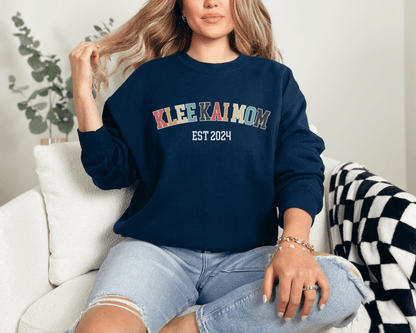 Sweatshirt S / Navy Klee Kai Mom EST 2024 Inspired Klee Kai Dog Mom Sweatshirt - Retro Vibes for Stylish Pet Lovers