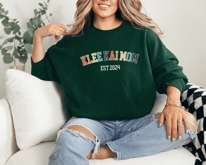 Sweatshirt S / Forest Green Klee Kai Mom EST 2024 Inspired Klee Kai Dog Mom Sweatshirt - Retro Vibes for Stylish Pet Lovers