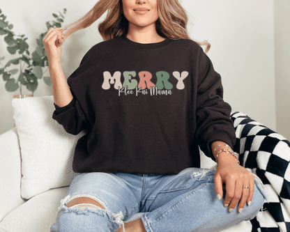 Sweatshirt S / Dark Chocolate Merry Klee Kai Mama 1 Inspired Klee Kai Dog Mom Sweatshirt - Retro Vibes for Stylish Pet Lovers