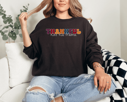 Sweatshirt S / Dark Chocolate Thankful Klee Kai Mama 2 Inspired Klee Kai Dog Mom Sweatshirt - Retro Vibes for Stylish Pet Lovers