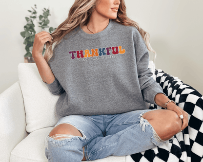 Sweatshirt S / Graphite Heather Thankful Klee Kai Mama 2 Inspired Klee Kai Dog Mom Sweatshirt - Retro Vibes for Stylish Pet Lovers