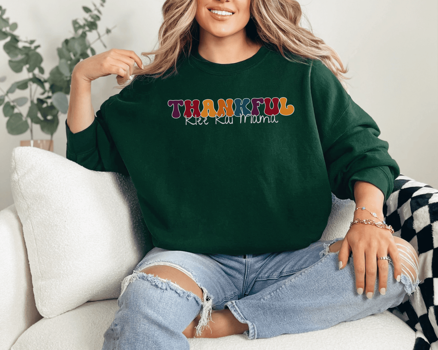 Sweatshirt S / Forest Green Thankful Klee Kai Mama 2 Inspired Klee Kai Dog Mom Sweatshirt - Retro Vibes for Stylish Pet Lovers