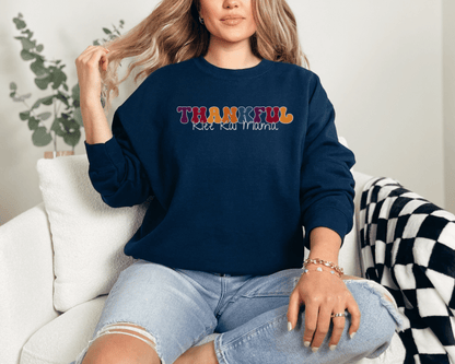 Sweatshirt S / Navy Thankful Klee Kai Mama 2 Inspired Klee Kai Dog Mom Sweatshirt - Retro Vibes for Stylish Pet Lovers