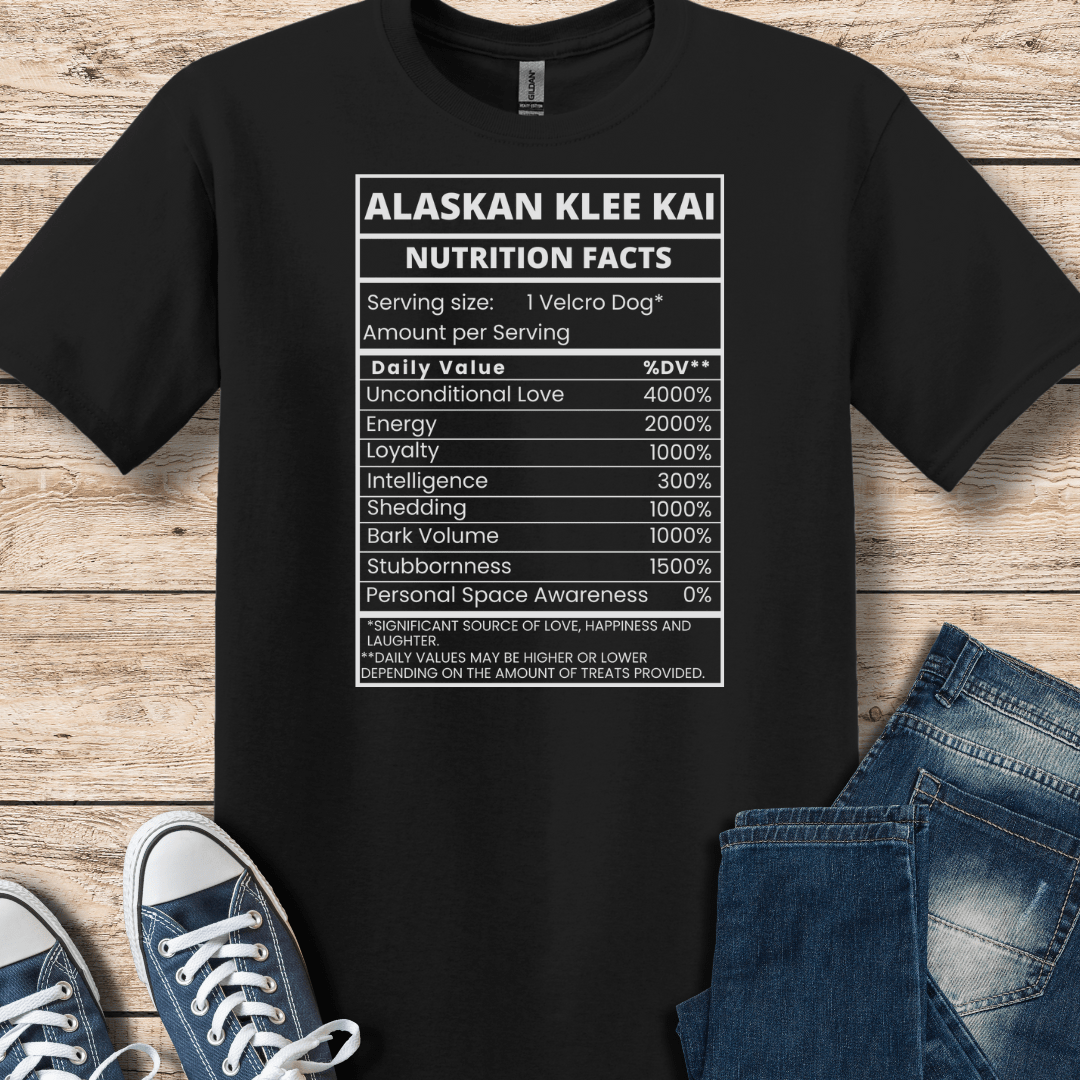 T-Shirt Black / S Alaskan Klee Kai Nutritional Facts T-Shirt