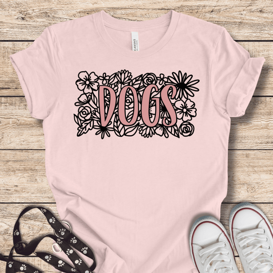 T-Shirt Soft Pink / XS Dogs & Flowers T-Shirt