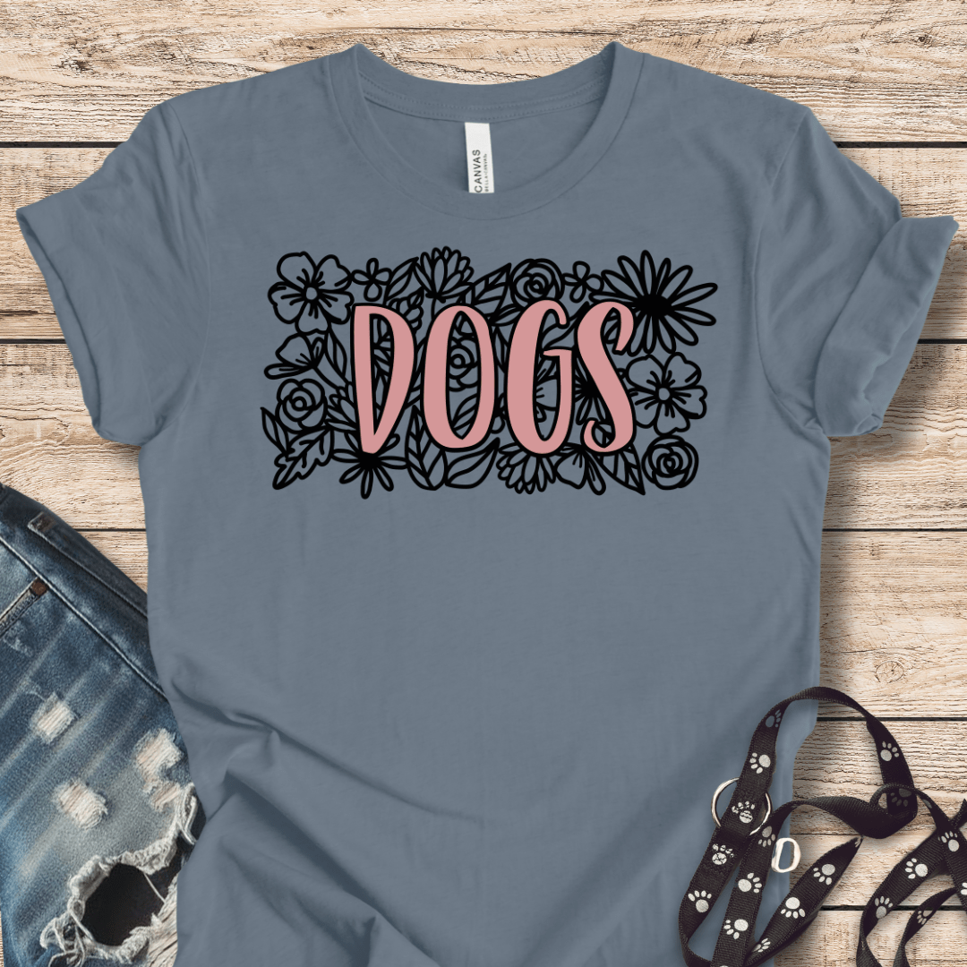 T-Shirt Steel Blue / XS Dogs & Flowers T-Shirt