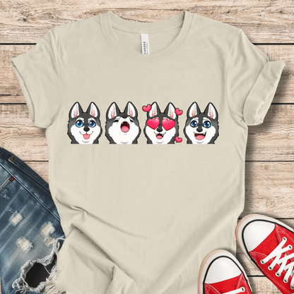 T-Shirt Natural / XS Emoji BW Alaskan Klee Kai  (Black/White dog version) Tee