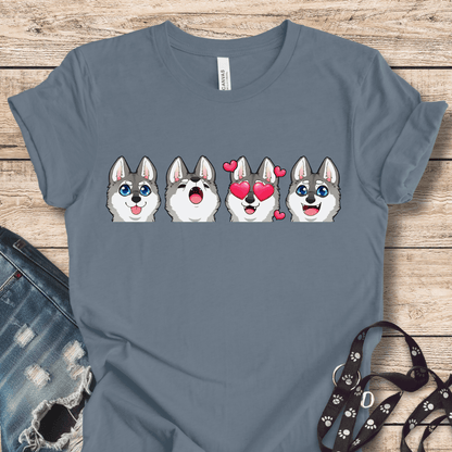 T-Shirt Steel Blue / XS Emoji GW Alaskan Klee Kai Style Tee