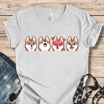 T-Shirt Ash / XS Emoji RW Alaskan Klee Kai (Red/White dog version) Tee