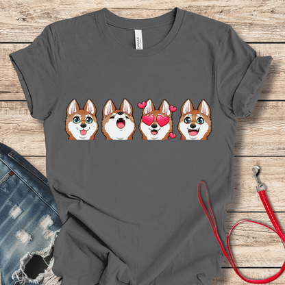 T-Shirt Asphalt / XS Emoji RW Alaskan Klee Kai (Red/White dog version) Tee