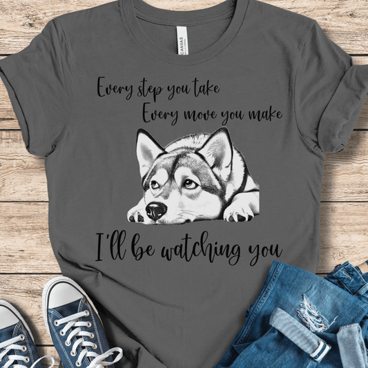 T-Shirt Asphalt / XS Every Step You Take – Alaskan Klee Kai Watchful Tee