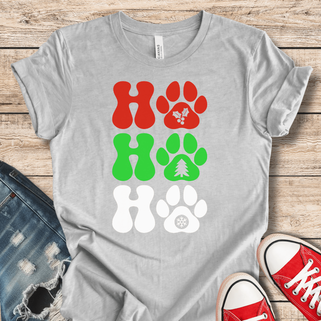 T-Shirt Athletic Heather / XS HO HO HO Paws Tee