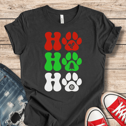 T-Shirt Dark Grey / XS HO HO HO Paws Tee