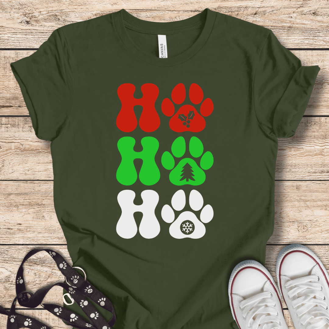 T-Shirt Military Green / XS HO HO HO Paws Tee