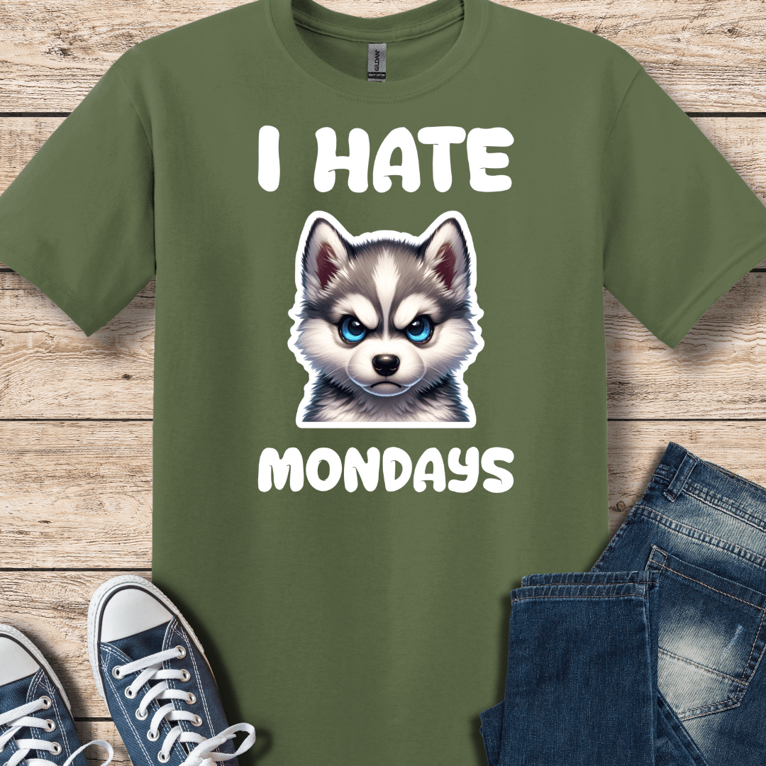 T-Shirt Military Green / S I Hate Mondays-Klee Kai Shirt