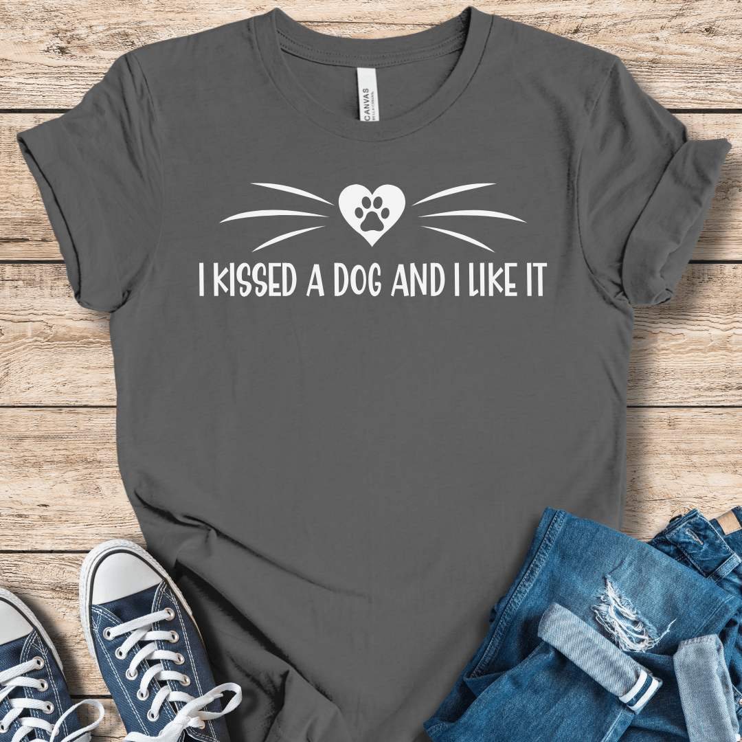 T-Shirt Asphalt / XS I Kissed A Dog Funny Shirt