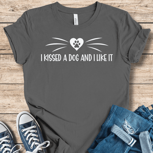 T-Shirt Asphalt / XS I Kissed A Dog Funny Shirt