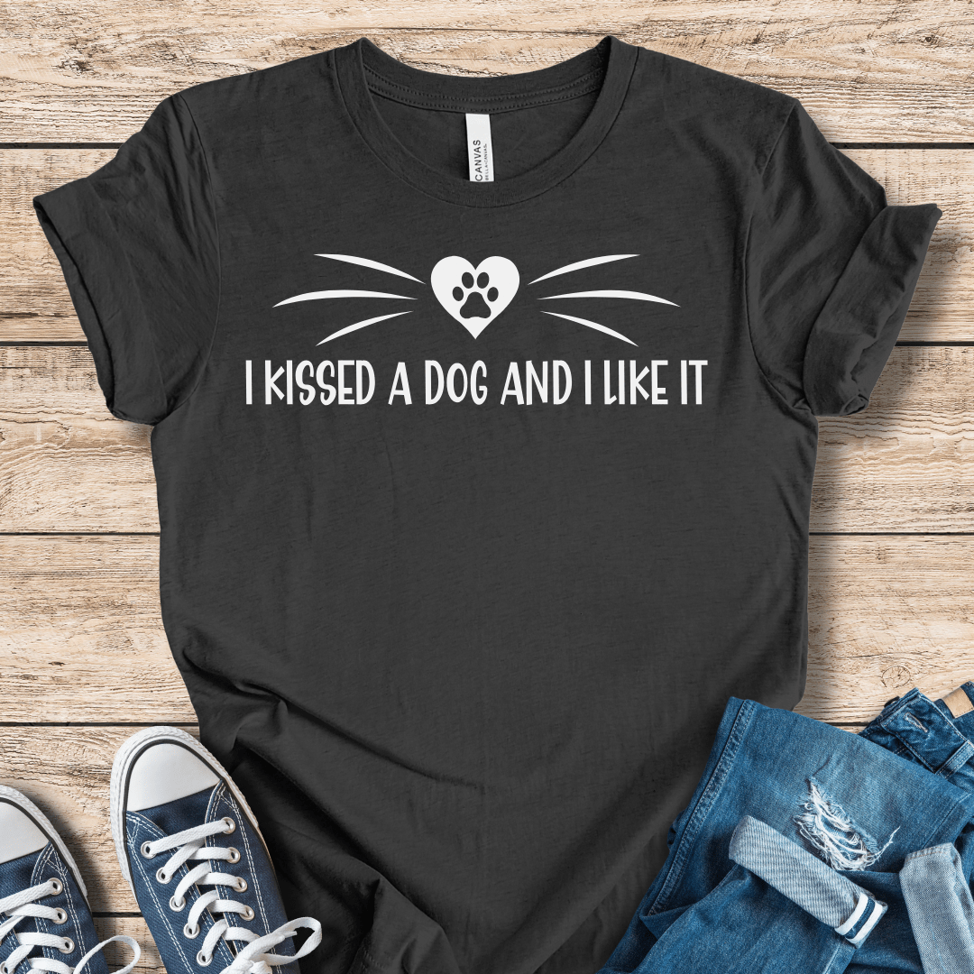 T-Shirt Dark Grey Heather / XS I Kissed A Dog Funny Shirt