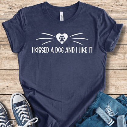 T-Shirt Heather Navy / XS I Kissed A Dog Funny Shirt