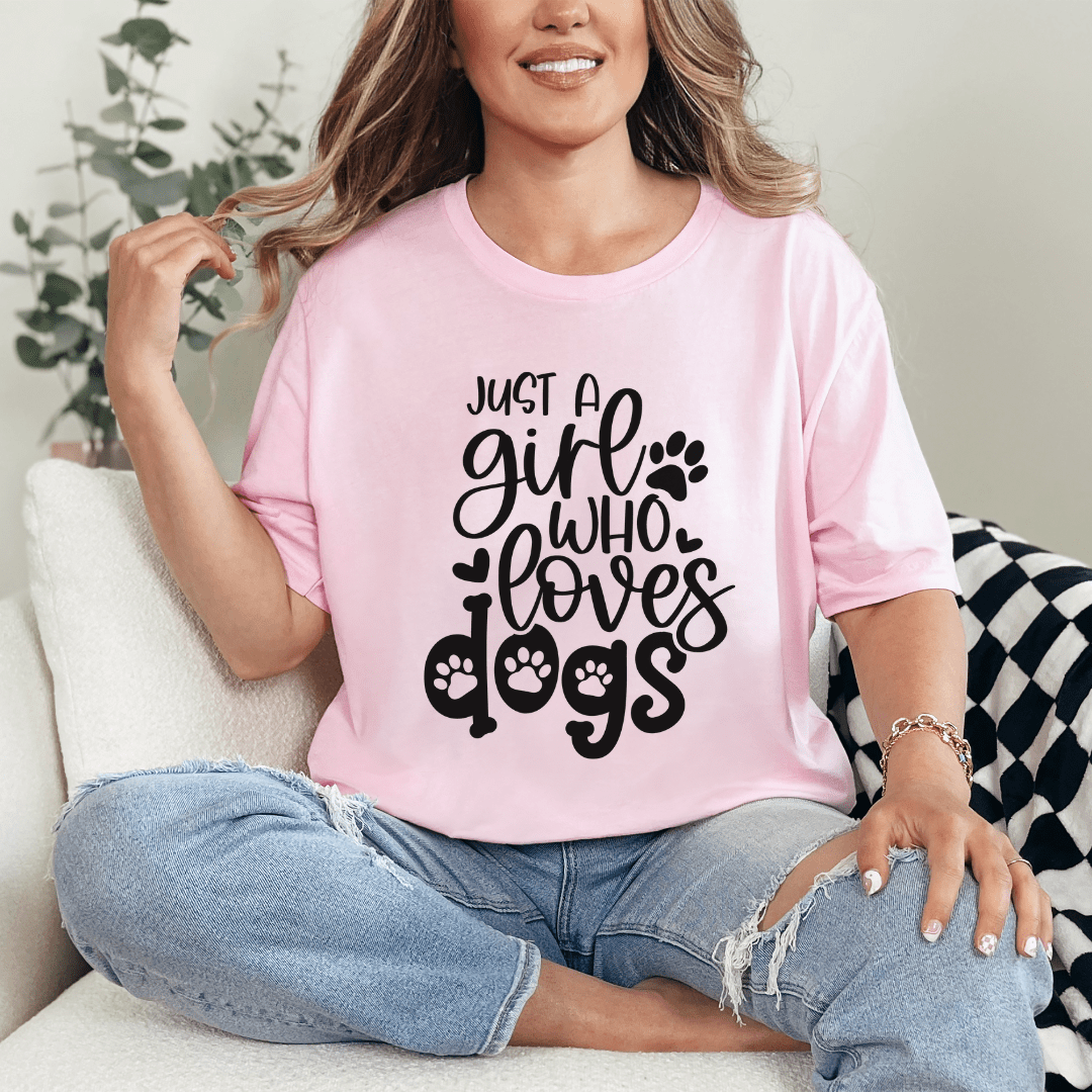 T-Shirt Soft Pink / XS Just A Girl Who Loves Dogs Tee