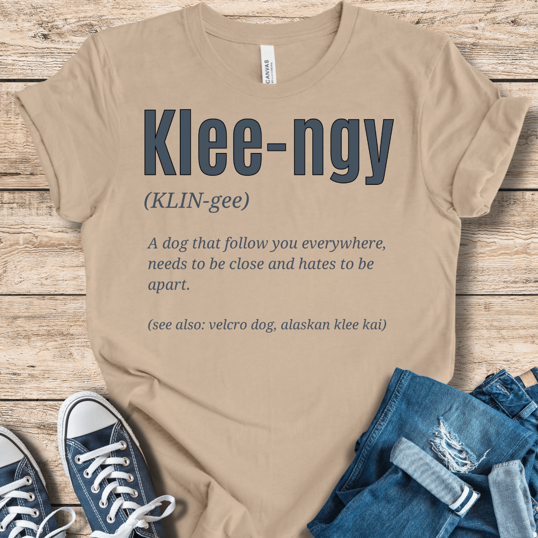 T-Shirt Tan / XS Klee-ngy Definition Tee – The Perfect Velcro Dog Shirt