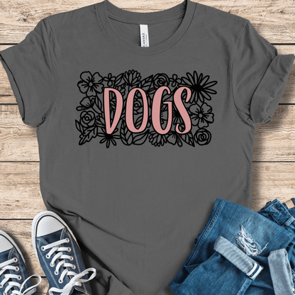 T-Shirt Asphalt / XS Paws & Petals – Floral DOGS Tee