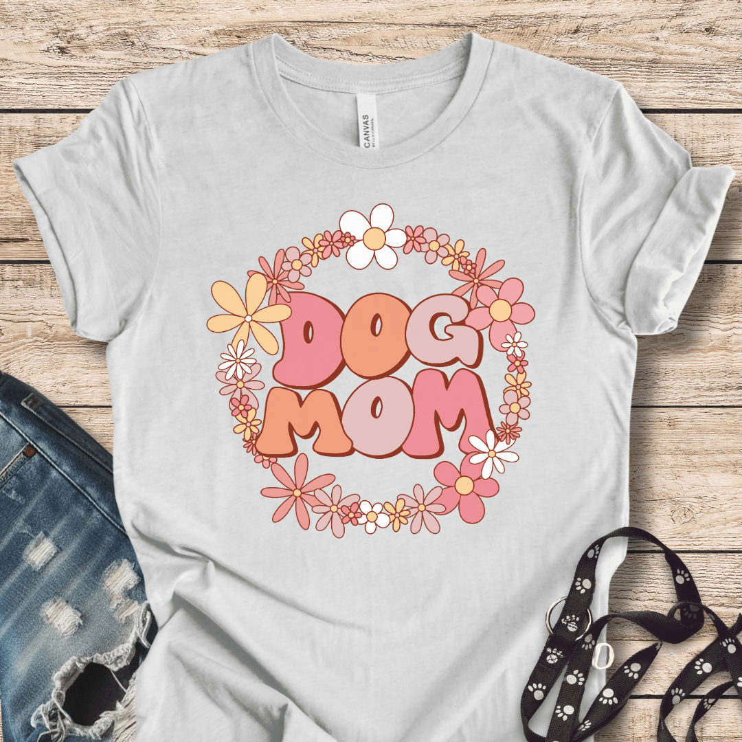 T-Shirt Ash / XS Retro Flower Dog Mom Style Tee