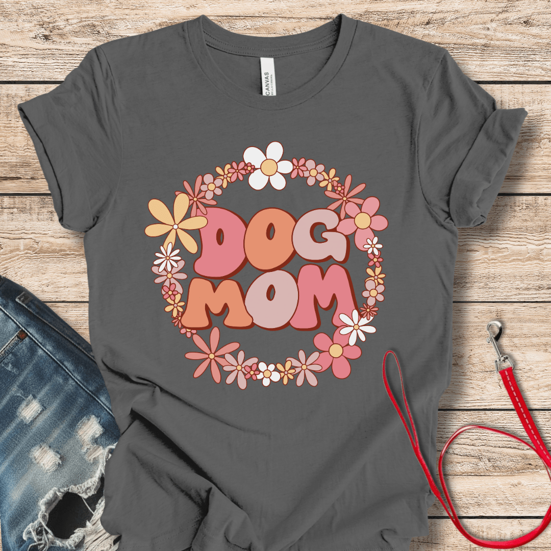 T-Shirt Asphalt / XS Retro Flower Dog Mom Style Tee