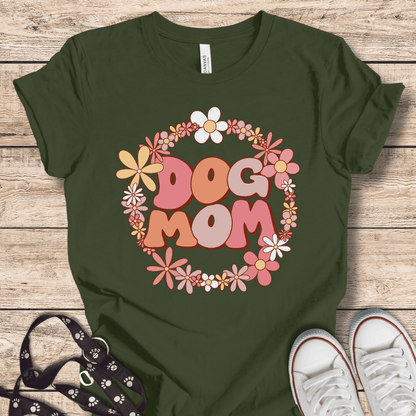 T-Shirt Military Green / XS Retro Flower Dog Mom Style Tee