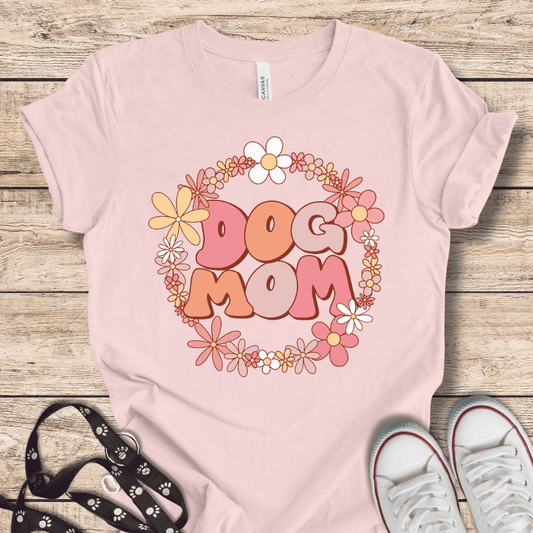 T-Shirt Soft Pink / XS Retro Flower Dog Mom Style Tee