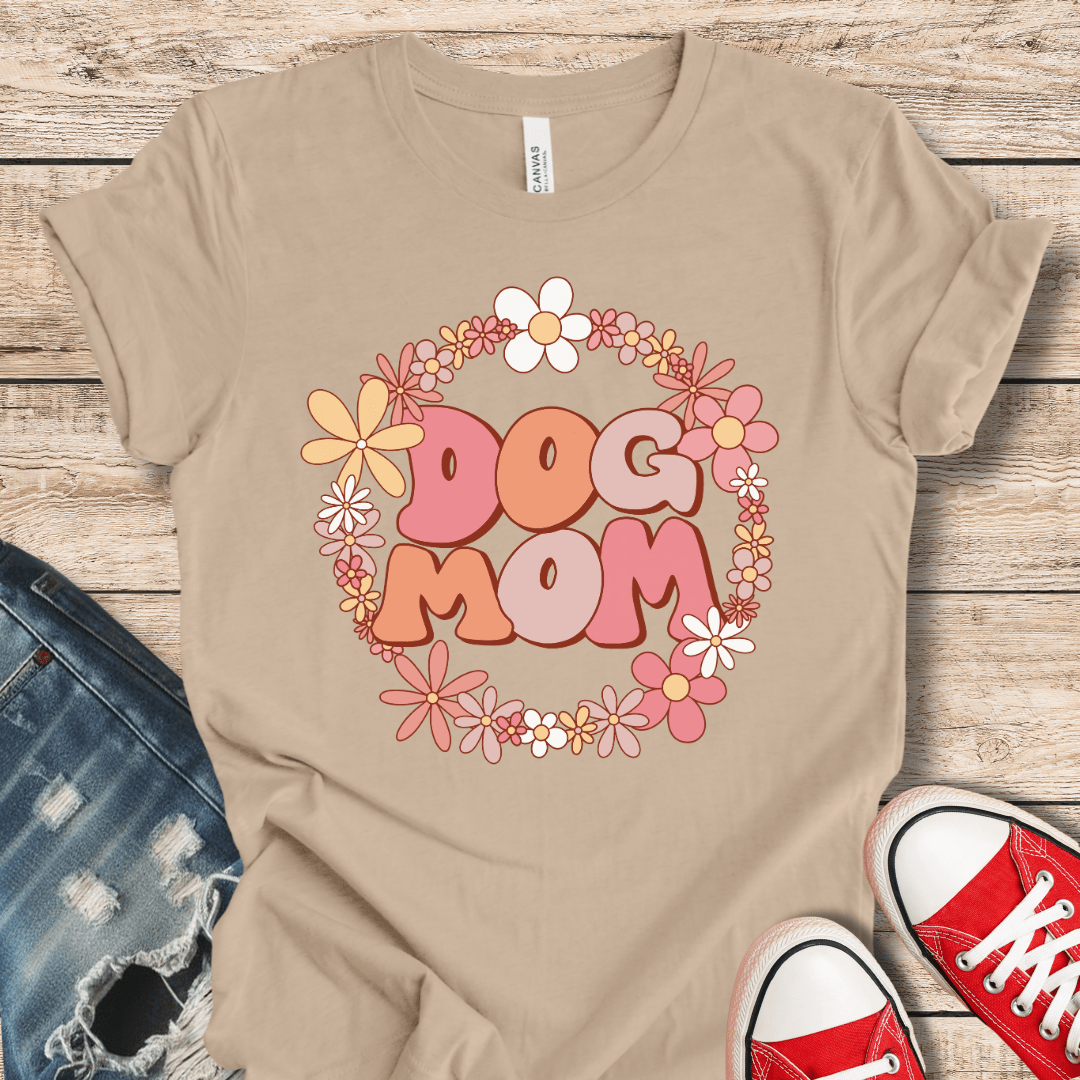 T-Shirt Tan / XS Retro Flower Dog Mom Style Tee