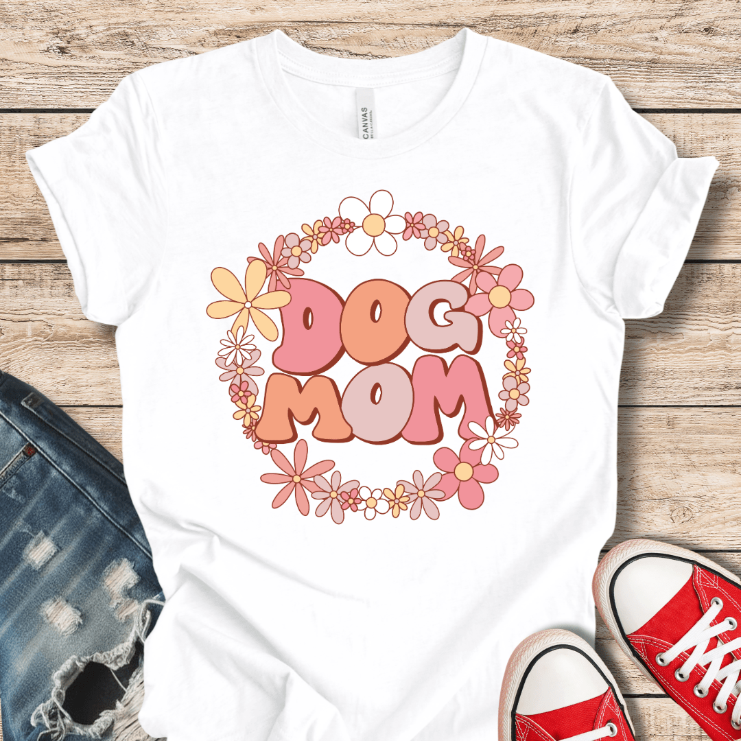 T-Shirt White / XS Retro Flower Dog Mom Style Tee