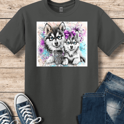 T-Shirt Charcoal / XS Watercolor Klee Kai Pups T-shirt