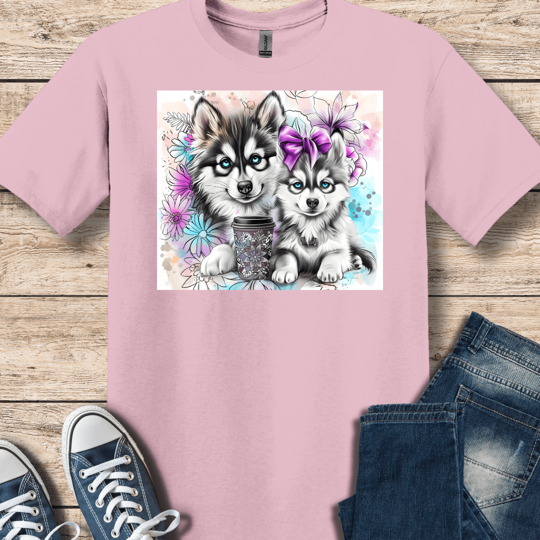 T-Shirt Light Pink / S Watercolor Klee Kai Pups T-shirt